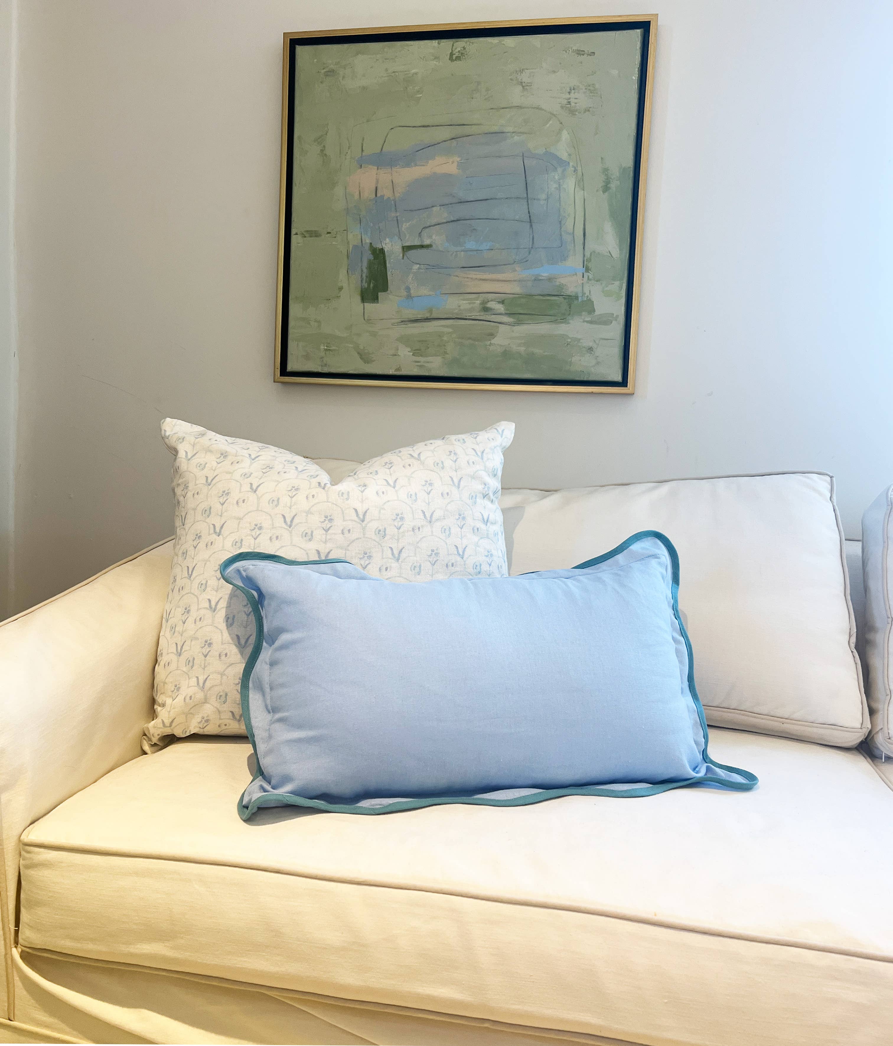 Sweet Pea And Whimsy - Wholesale Throw Pillow Cover - Blue Scalloped Throw Pillow Cover1