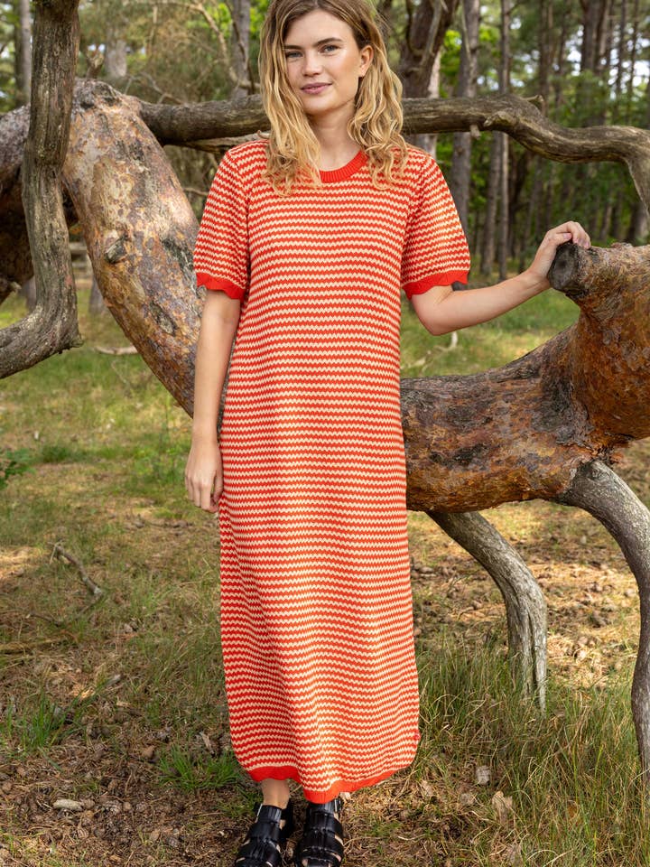 Robe Pull Tricotée Danesangria Pearl Rouge Été/Nougat pour la vente par Danefae København