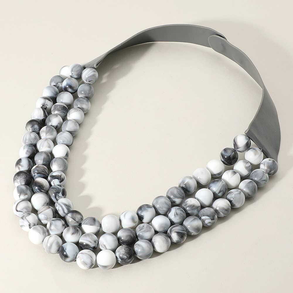 Sensibling Corp. - Vendita all'ingrosso Collane di perline/perle - Collana magnetica a tre strati con perline grosse in finta pelle5