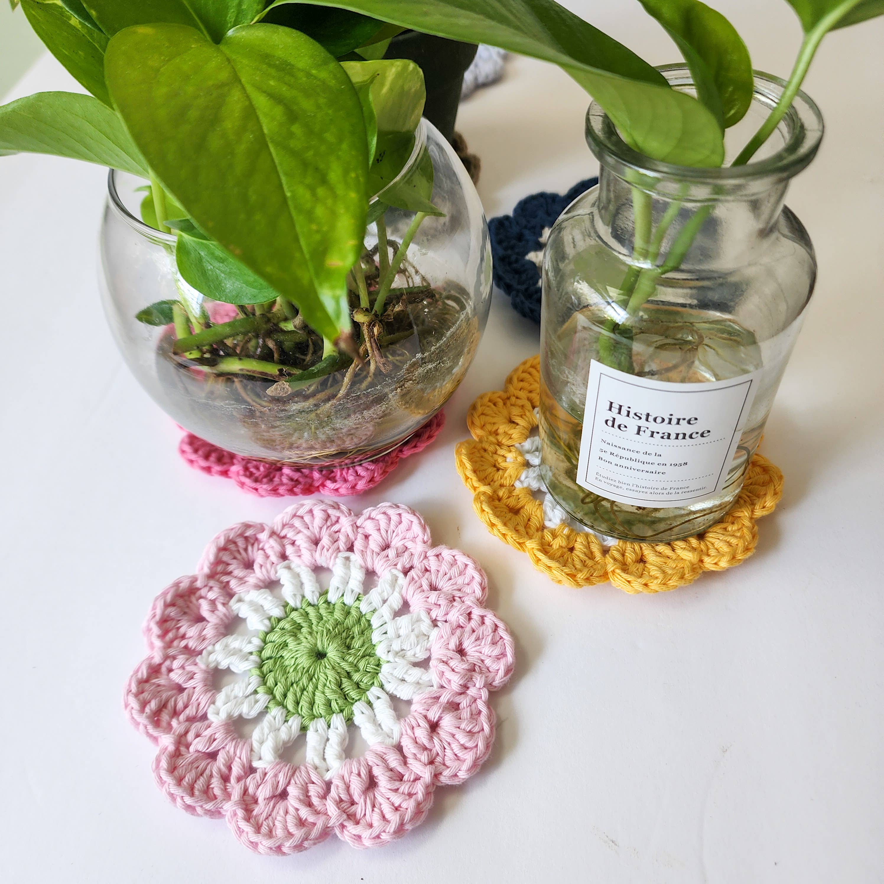 Handmade By Uruba - Wholesale Coasters - Cotton Coasters, Floral inspired Handwoven Coaster set7