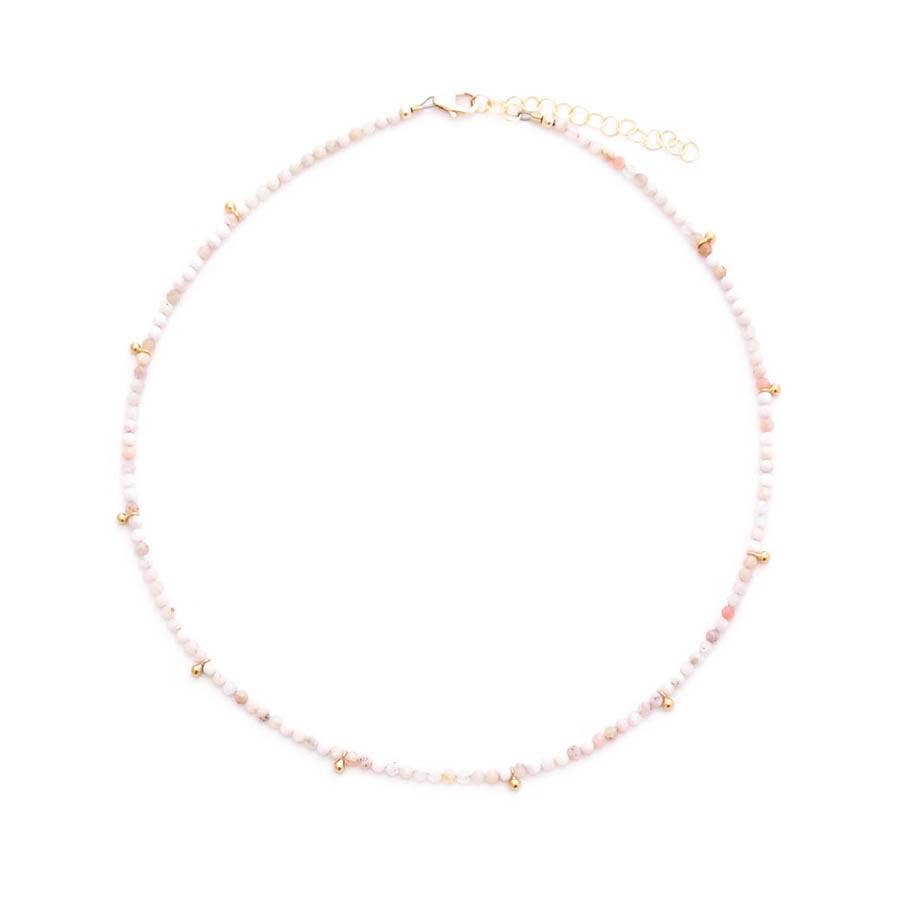 gold & gray - Vente Collier de perles - Collier opale rose et gouttes d'or0