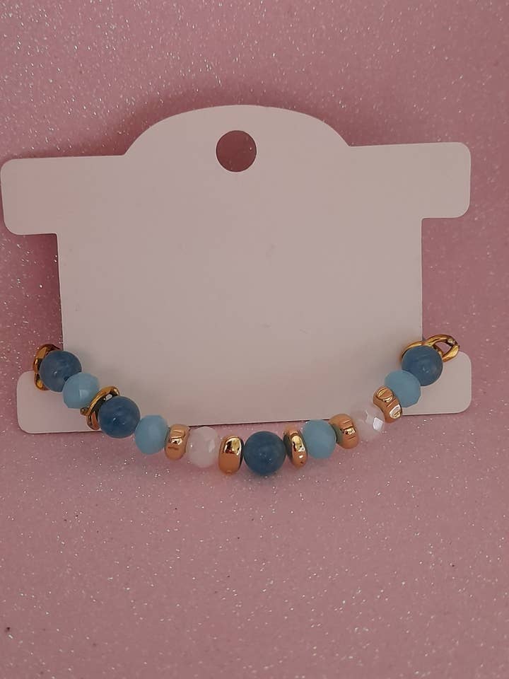 Charm Bracelet Crystals and Blue Agate for wholesale by Luz das Pedras Naturais