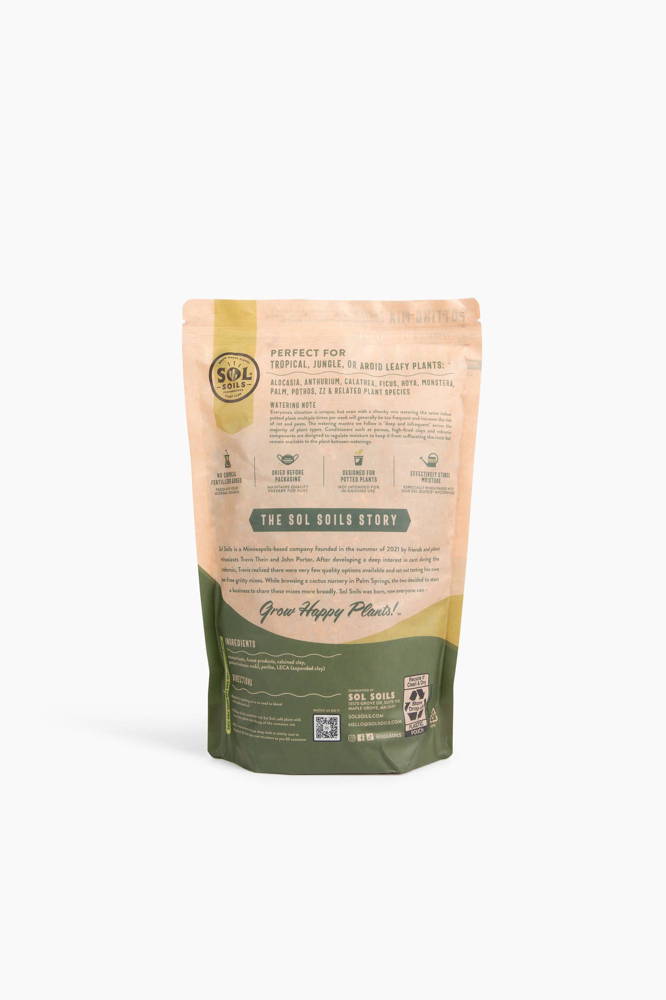 Sol Soils - Vente Terreau de plantation/rempotage - Mélange de terre (2 pintes) pour plantes d'intérieur (mélange aride/tropical)2