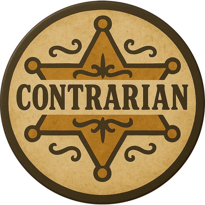 Pin-on Button - 1.5 Inch - Contrarian for wholesale by Square Deal Recordings & Supplies