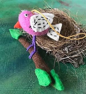 Pomegranate Moon - Wholesale Ornament - Single Bird on a Branch