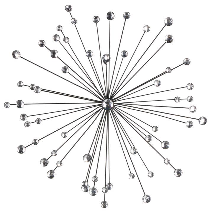 Import Corner – wholesale Wall Accent – A-13746: BLACK METAL STARBURST HOME WALL DECOR WITH CRYSTAL