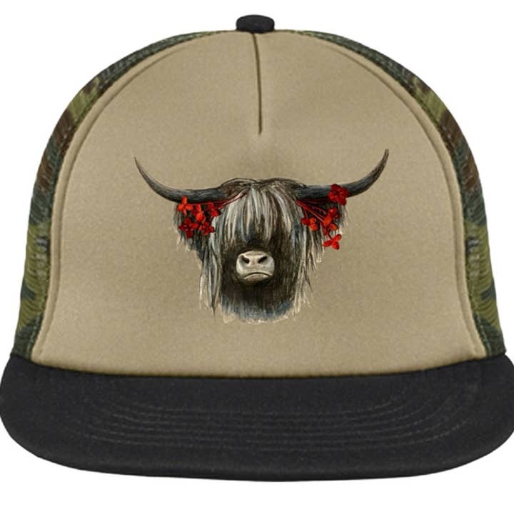 Highland Cow Trucker Snapback Hat for wholesale by ReLove By Love LLC