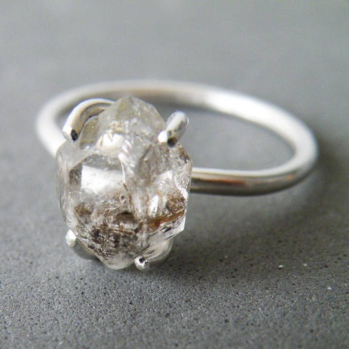 Large Herkimer Diamond Ring, Engagement Diamond Ring for wholesale by SteamyLab