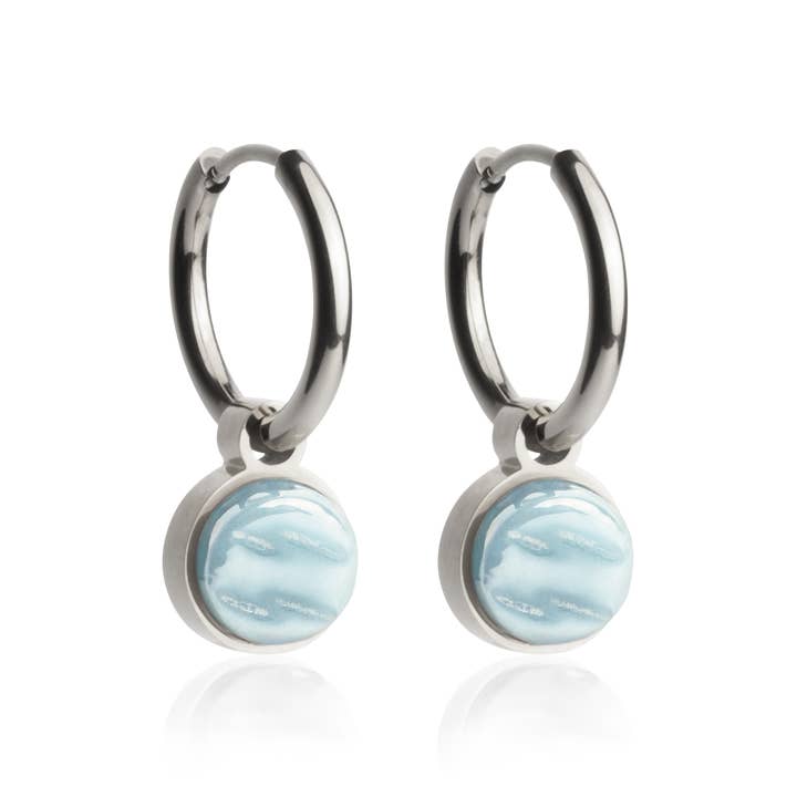 Mix & Match hoop earrings with pendant • silver/sky blue • 16 mm for wholesale by ALEXASCHA