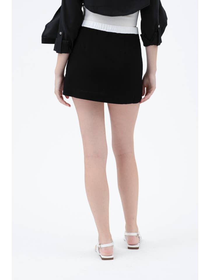 The Workshop Studio - Wholesale Skirt - Women's - CONTRAST TRIM WRAP MINI SKIRT WITH SHORTS