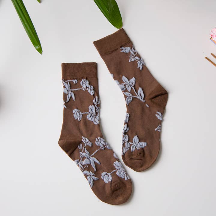 Happy Knits - Wholesale Socks - Women's - Retro Floral Cotton Crew Socks – Breathable Vintage Style8