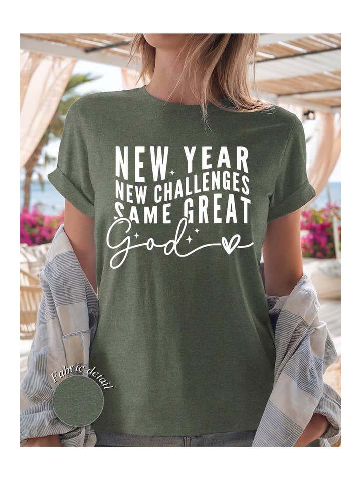 COLORBEAR – Engroshandel Grafisk t-shirt - Dame – Ny År Nye Udfordringer Grafisk Tyk Bomulds T-shirt2