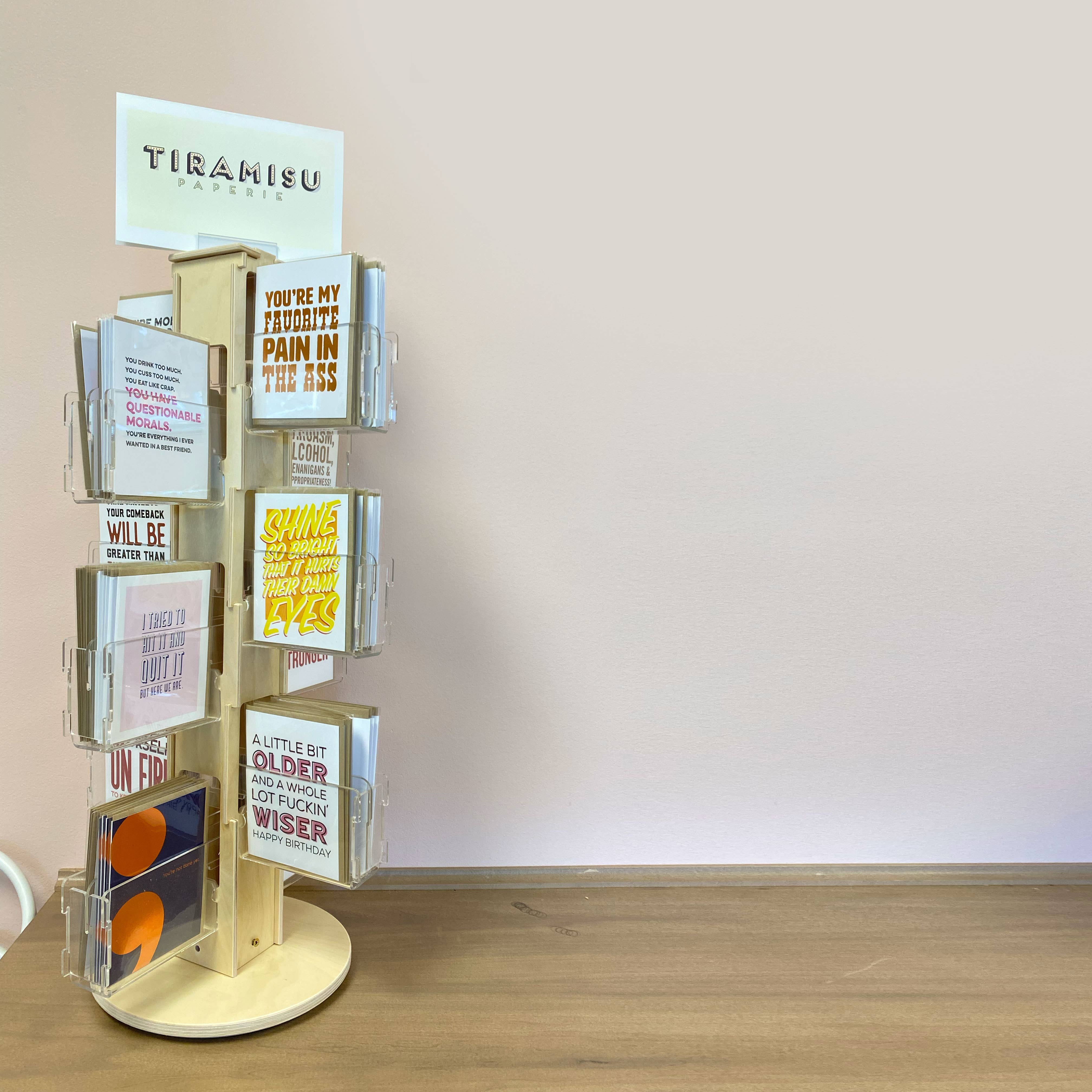 Tiramisu Paperie - Wholesale Retailer Display - Paper & Novelty - Line Commit Required: 24 Card Floor Spinner no cards.1