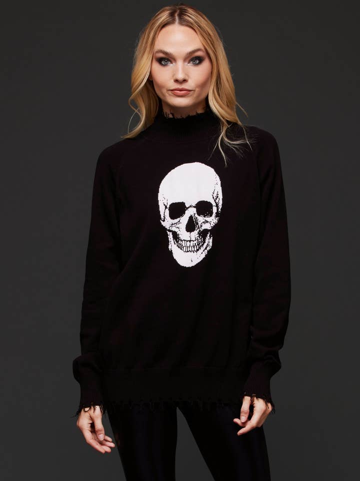 Distressed Skull Knit Sweater Skeleton Pullover for wholesale by Pretty Attitude Clothing