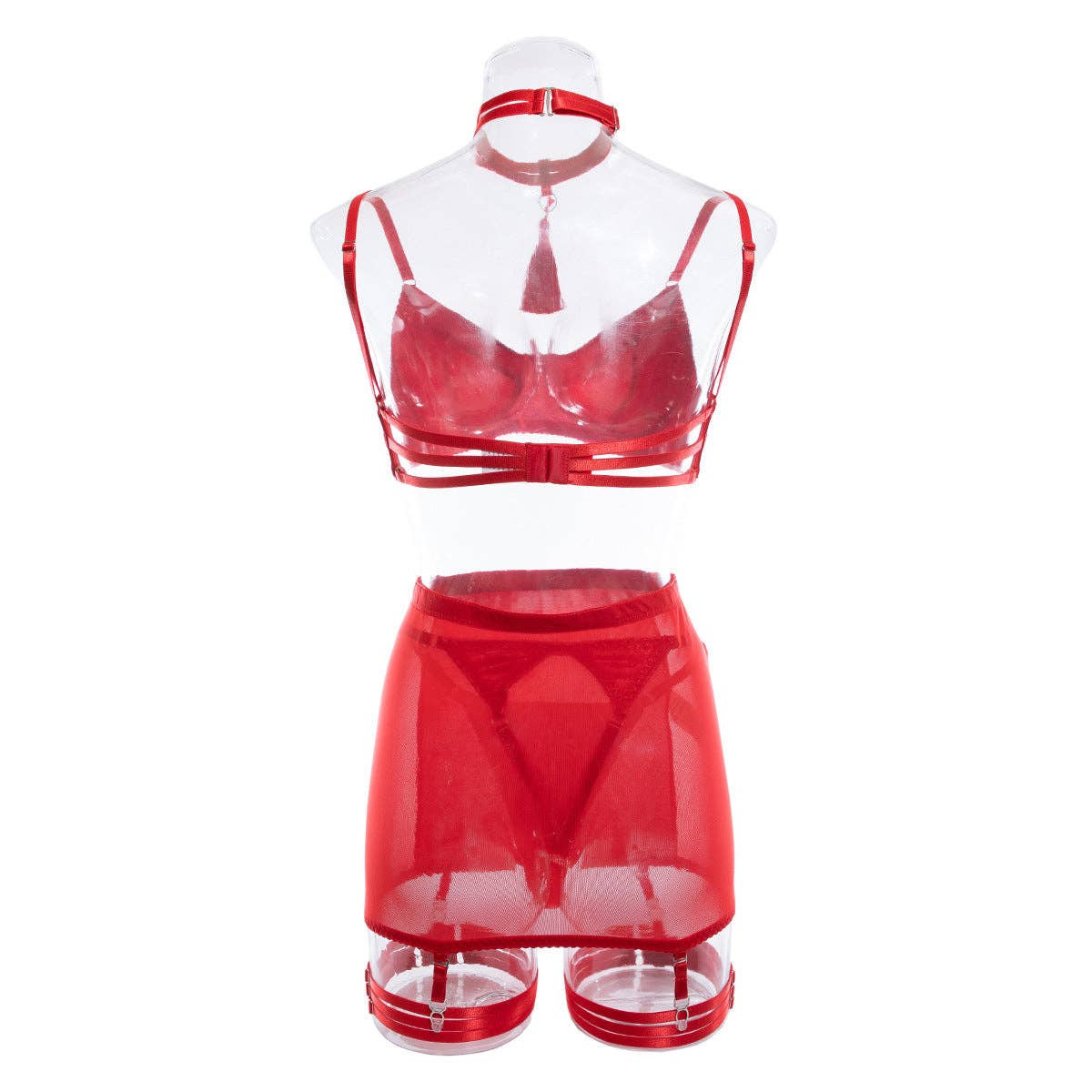 Lina Lind - Wholesale Lingerie Set - Women's - Sexy lingerie set with garter belt and black tassels LL580420