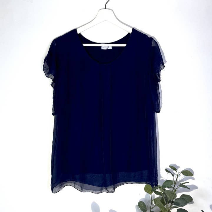 Tempest Designs - Wholesale Blouse - Women's - Boxy silk blend top with a slight angel sleeve (S-M)