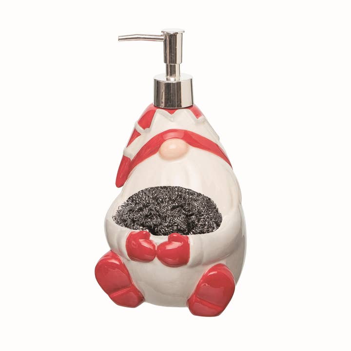 Transpac - Wholesale Soap Dispenser - CLOSEOUT White Gnome Soap Dispenser and Sponge Holder