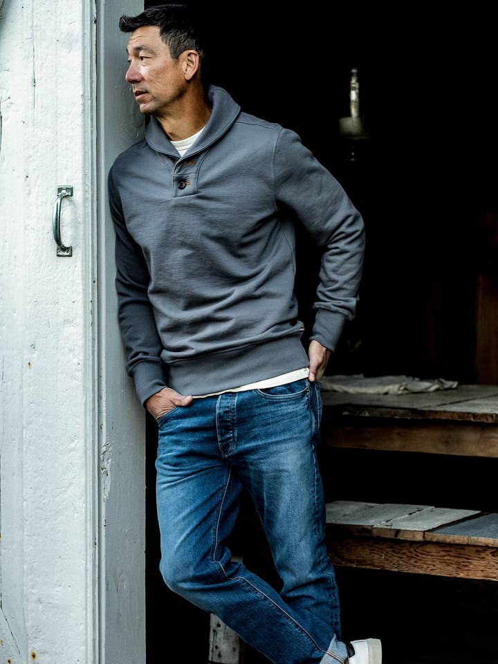 Bodega Shawl Pullover | 14oz French Terry - Pebble for wholesale by WiesMade