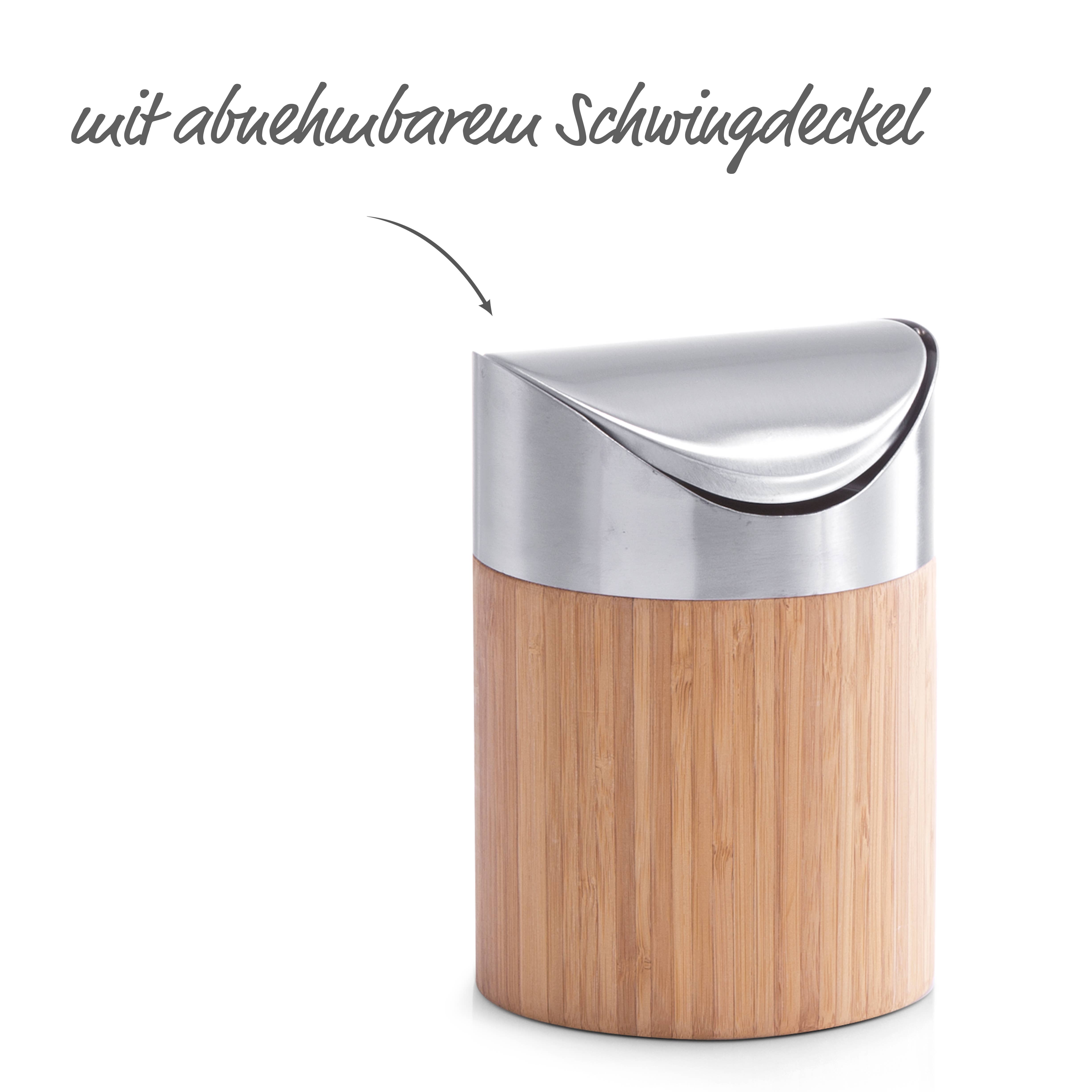 nature Table waste bin, bamboo/stainless steel for wholesale on Faire2