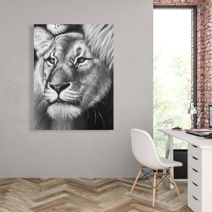 Roze Leeuw en leeuwin | fine art print op canvas 36" x 48" voor groothandel op Faire