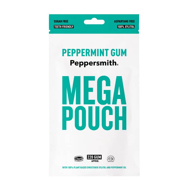 Peppersmith – wholesale Chewing gum – Peppersmith Peppermint Gum Mega Pouch 1 x 220 Pieces (330g)2