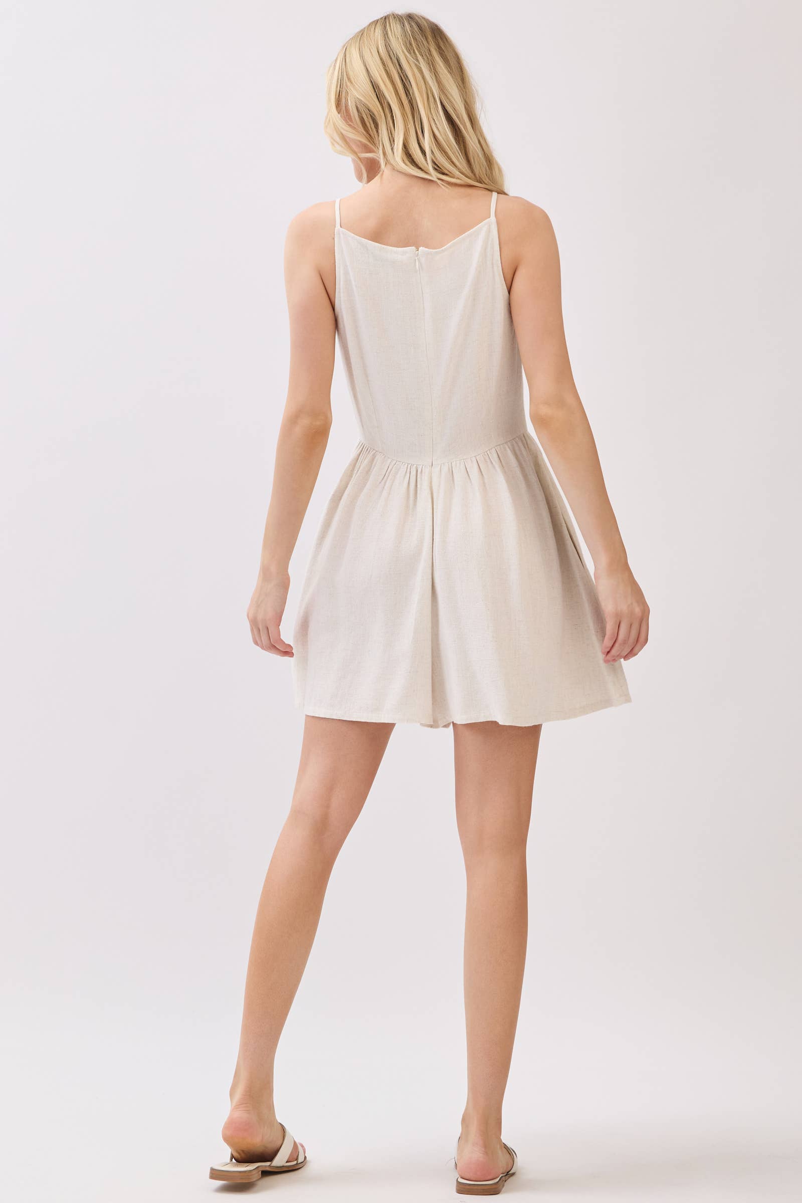 Final Touch - Wholesale Romper - Women's - Boat Neck Sleeveless Button Down Romper - VJ37216