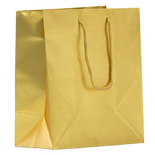 JAM PAPER - Wholesale Gift Bag - Foil Gift Bags w/ Rope Handle, Medium, 8x10x4, Gold, 1PK