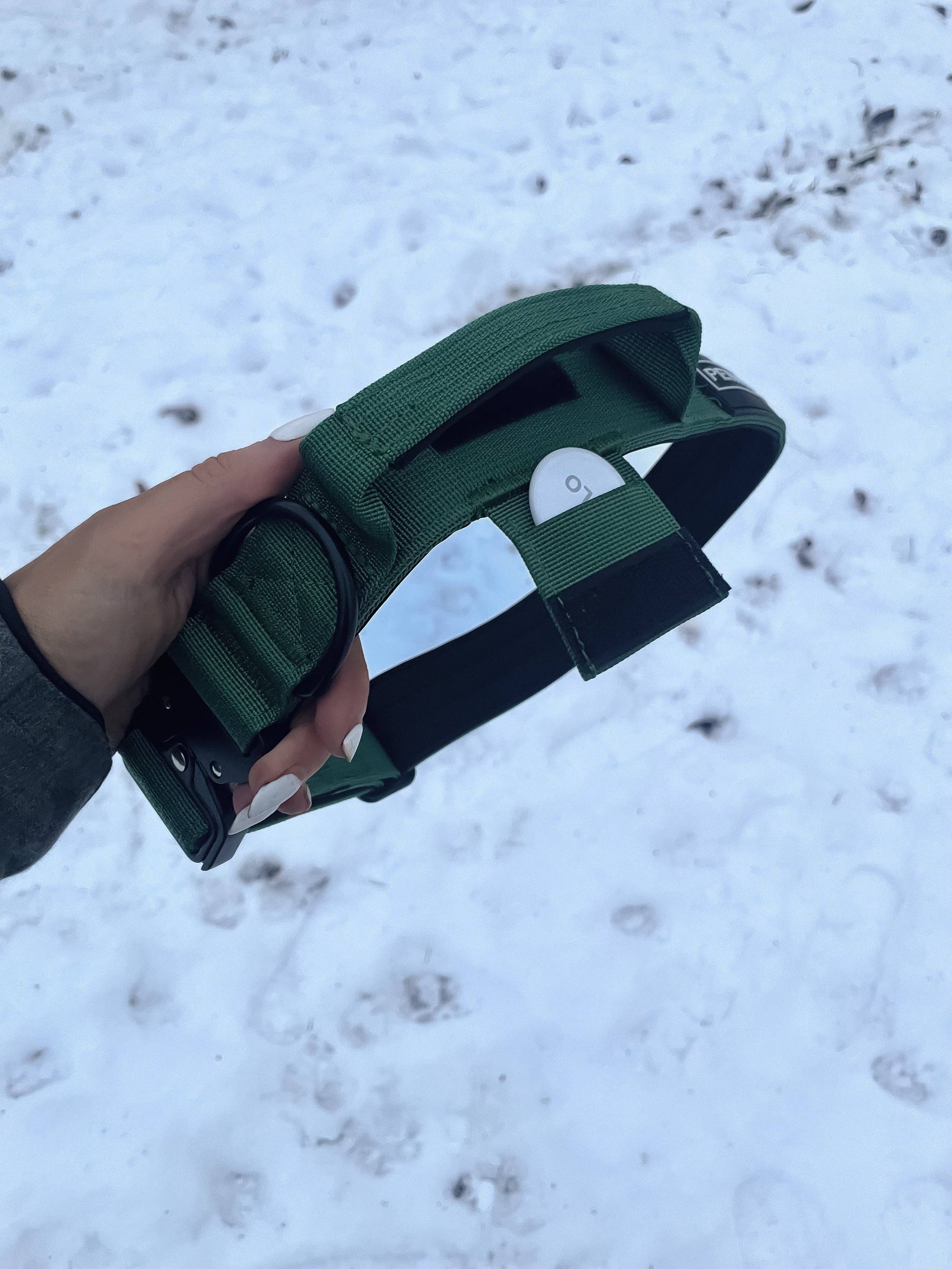 PETROAM - Vente Collier – chien - Collier tactique pour chien avec poche AirTag - Vert chasseur6