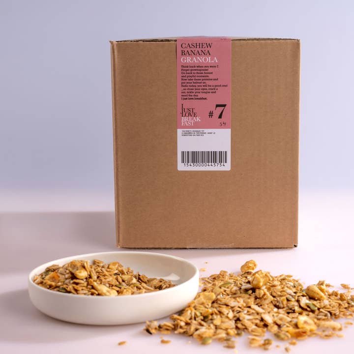 #7 Bananengranola met cashewnoten 5 kg voor wholesale door i just love breakfast
