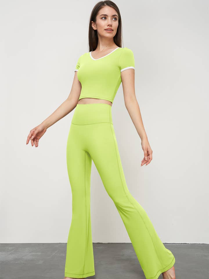 91thelabel - Vente Pantalon de sport – femme - Pantalon de yoga taille haute évasé sculptant Athena23