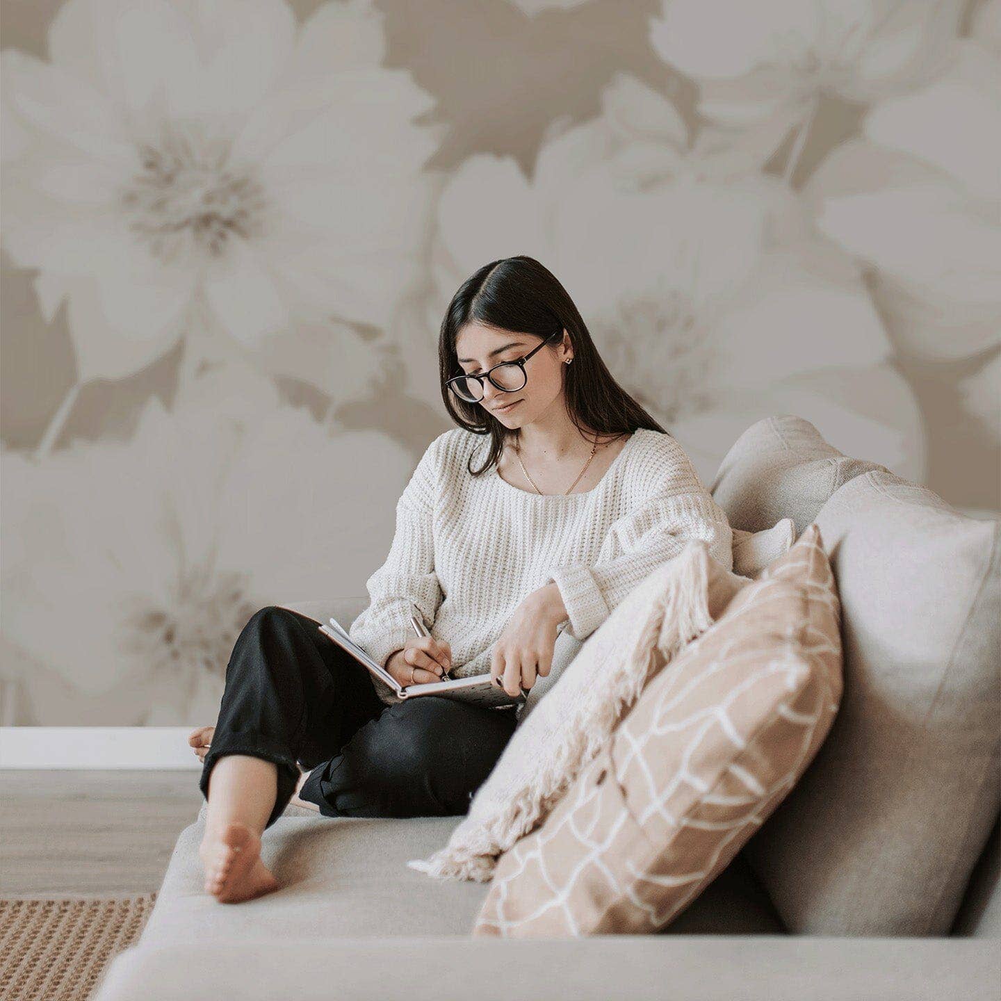 Beige Fotobehang Chantilly Blossoms voor groothandel op Faire5