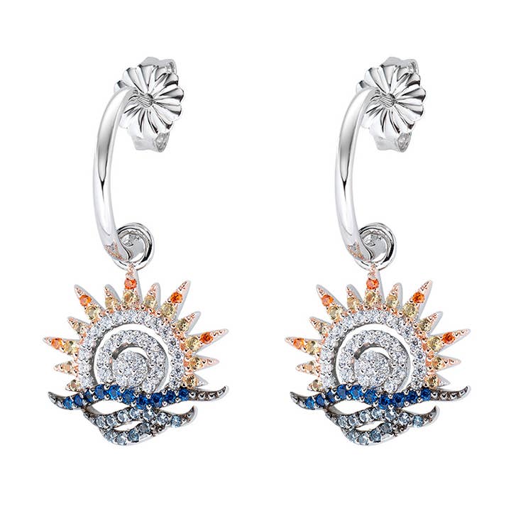 Sol- och havsdroppörhängen i gyllene sterlingsilver för wholesale av Amen Gioielli