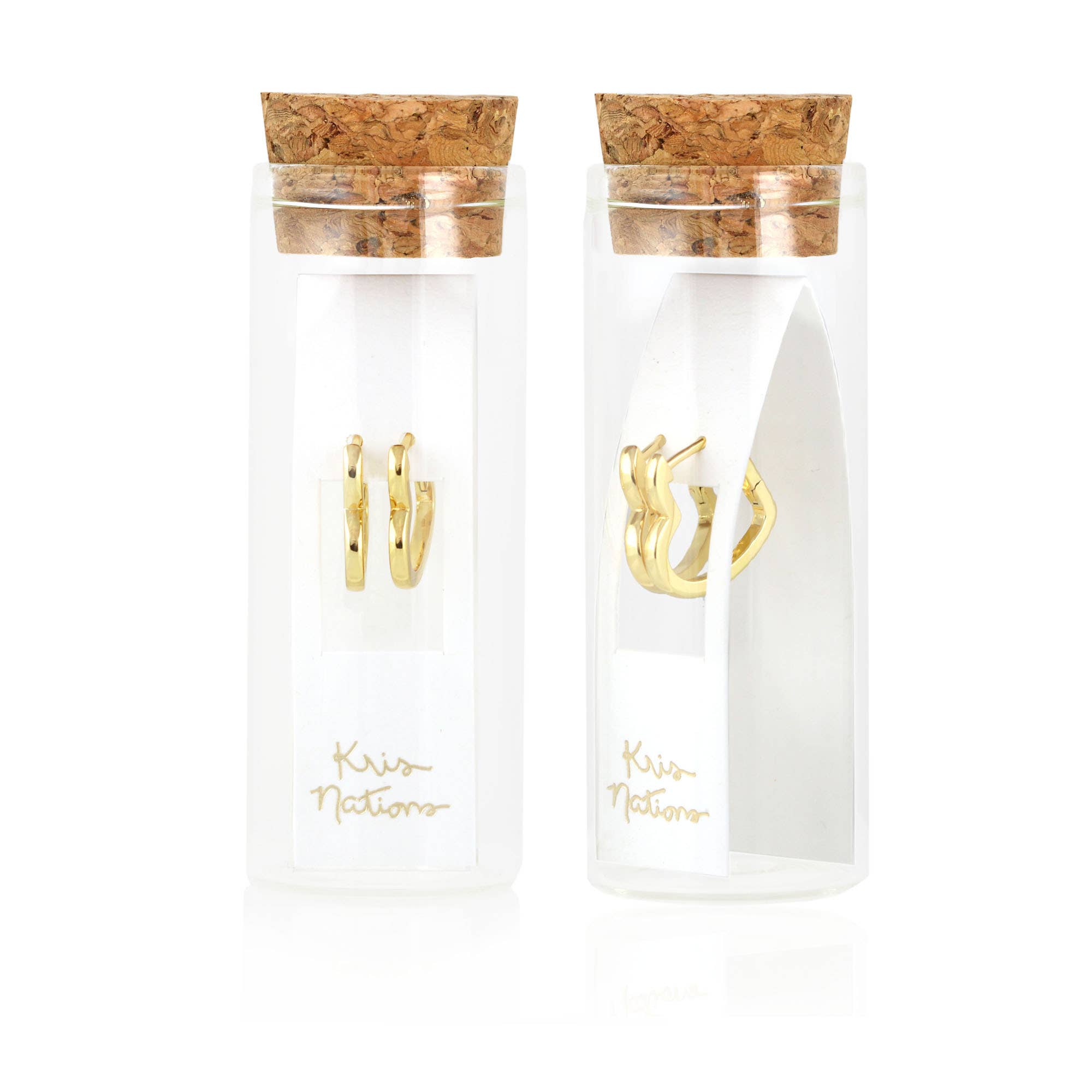 Kris Nations - Wholesale Huggie Earrings - Open Heart Hinged Huggie Hoops 18K Gold Vermeil 15mm Heart Shaped Hoops Hinge Closure Nickel Free Hypoallergenic Ships from CA6