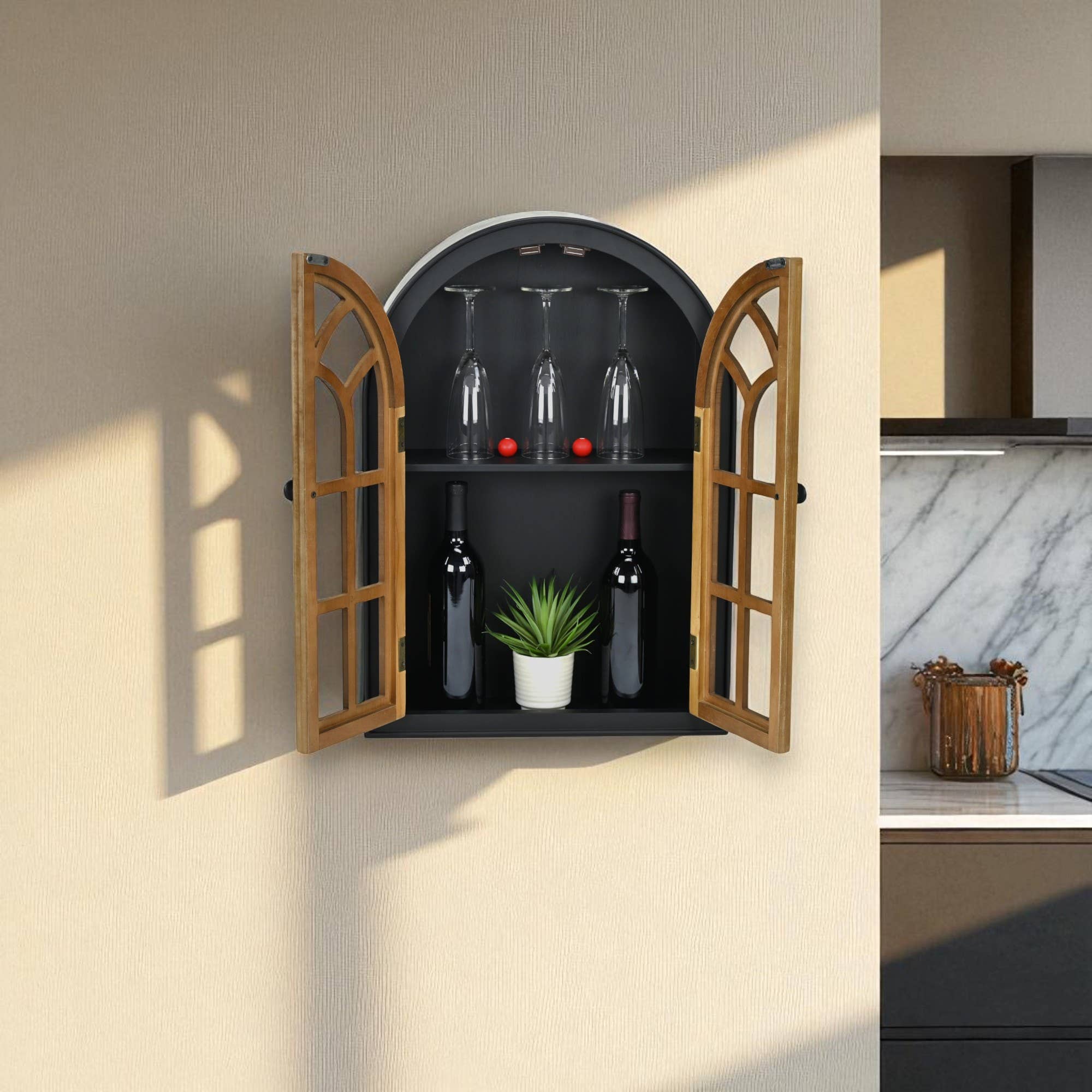 Cheungs Home Decor - Wholesale Muurplank - Kathedraal Geïnspireerd Dubbeldeurs 2-laags Wandplank1