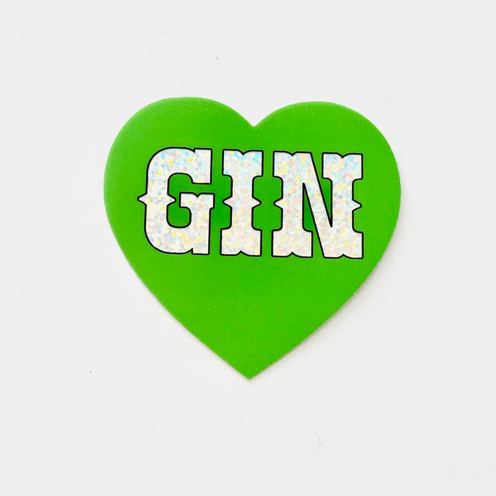 Gin sparkly Heart Sticker restaurant bar gifts for wholesale by The Silver Spider