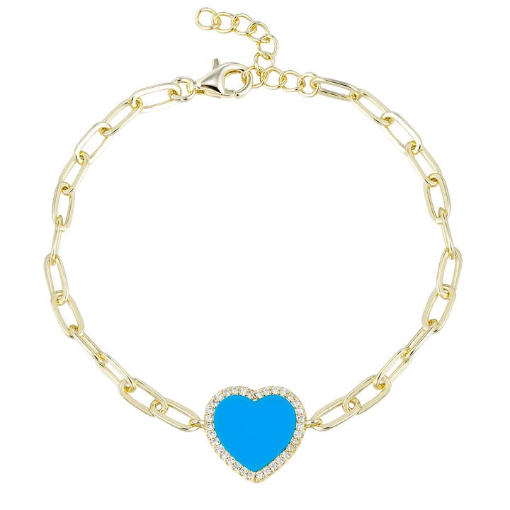 Vergulde sterling zilveren armband met turkoois hartketting voor wholesale door Dlux Jewels
