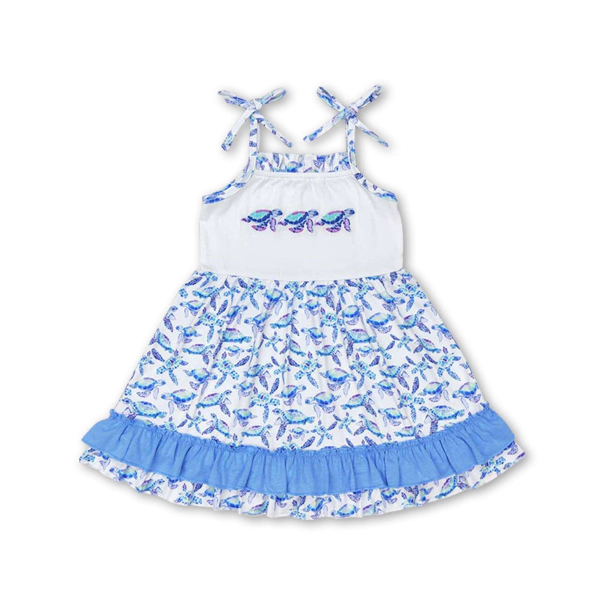 Yawoo Garments - Wholesale Dress - Kids - Straps turtle ruffle baby girls summer dresses