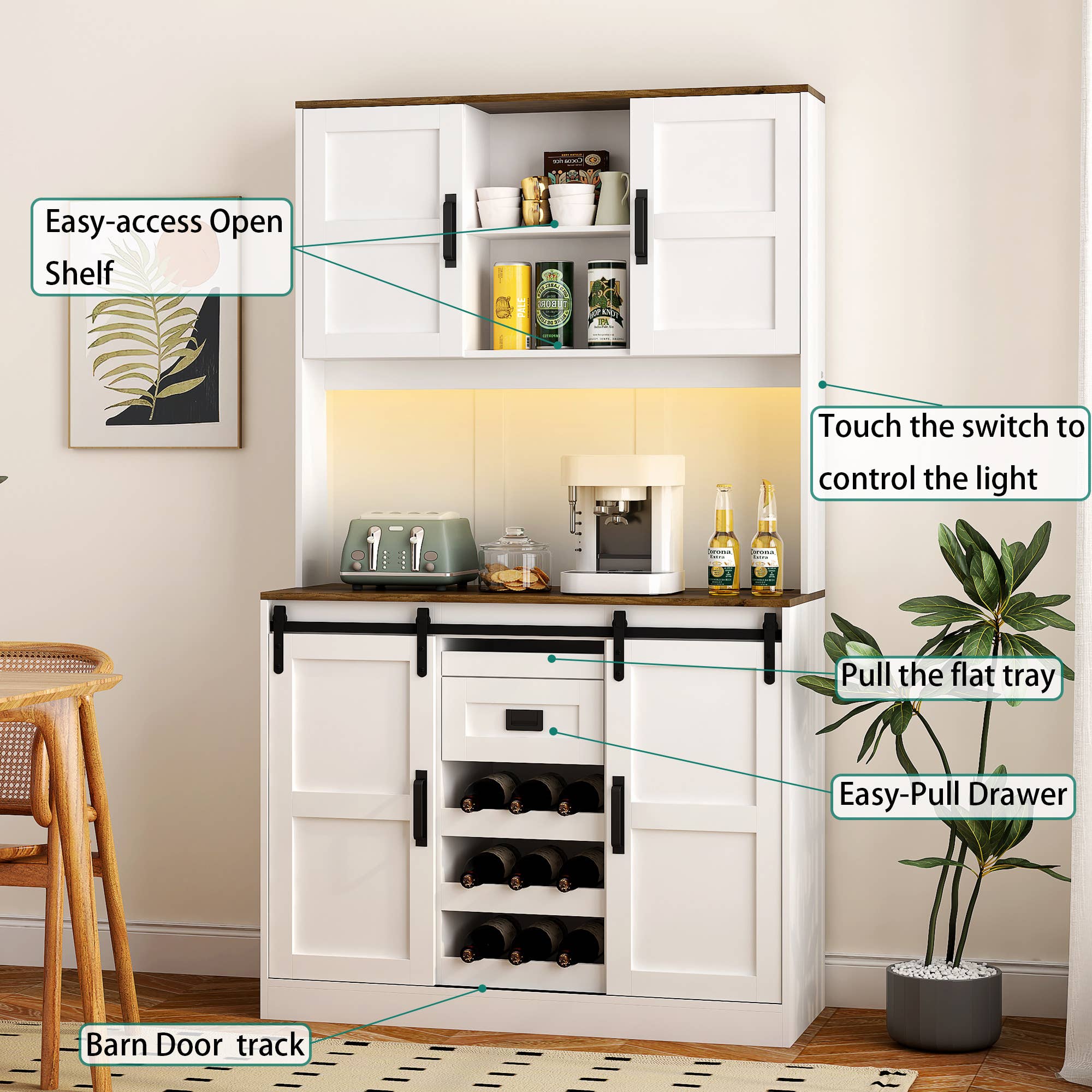 39F Inc. - Vente Armoire - Armoire de garde-manger 74", station de charge, support pour micro-ondes37