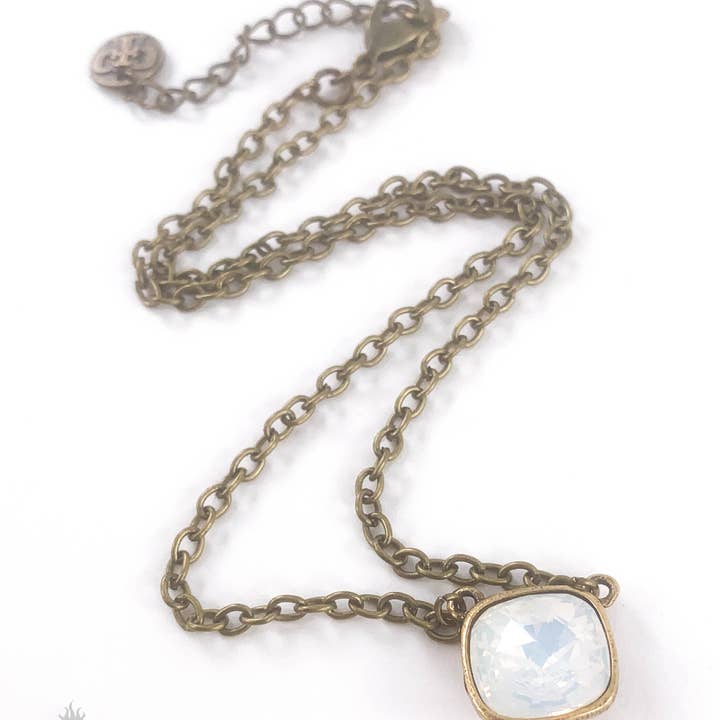 Pink Panache Brands - Wholesale Pendant/Charm Necklace - Austrian square crystal chain necklace, 12mm4