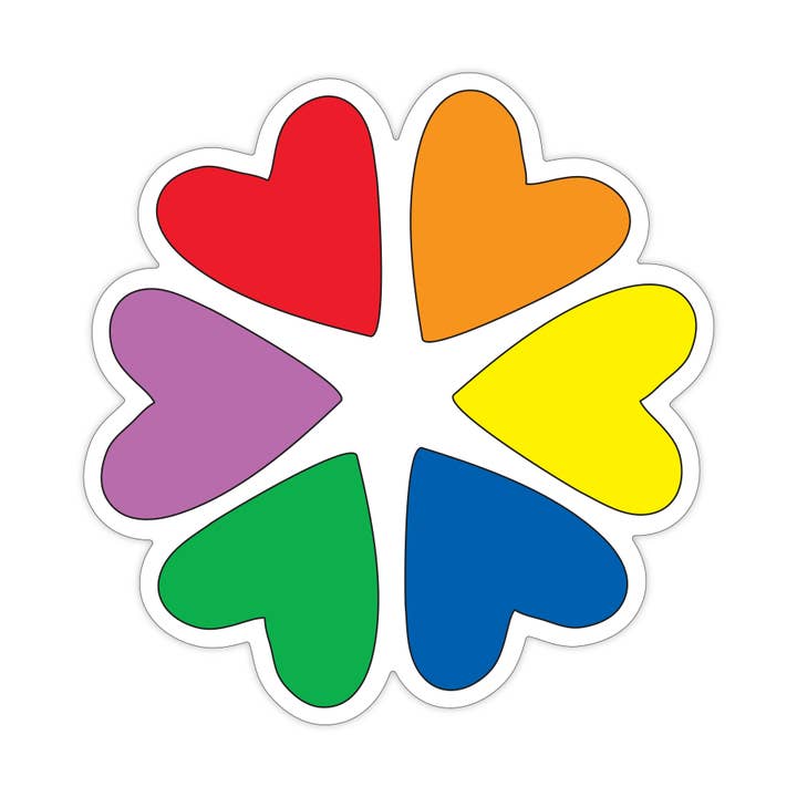 Rainbow Hearts - 3" vinyl sticker for wholesale by Near Modern Disaster