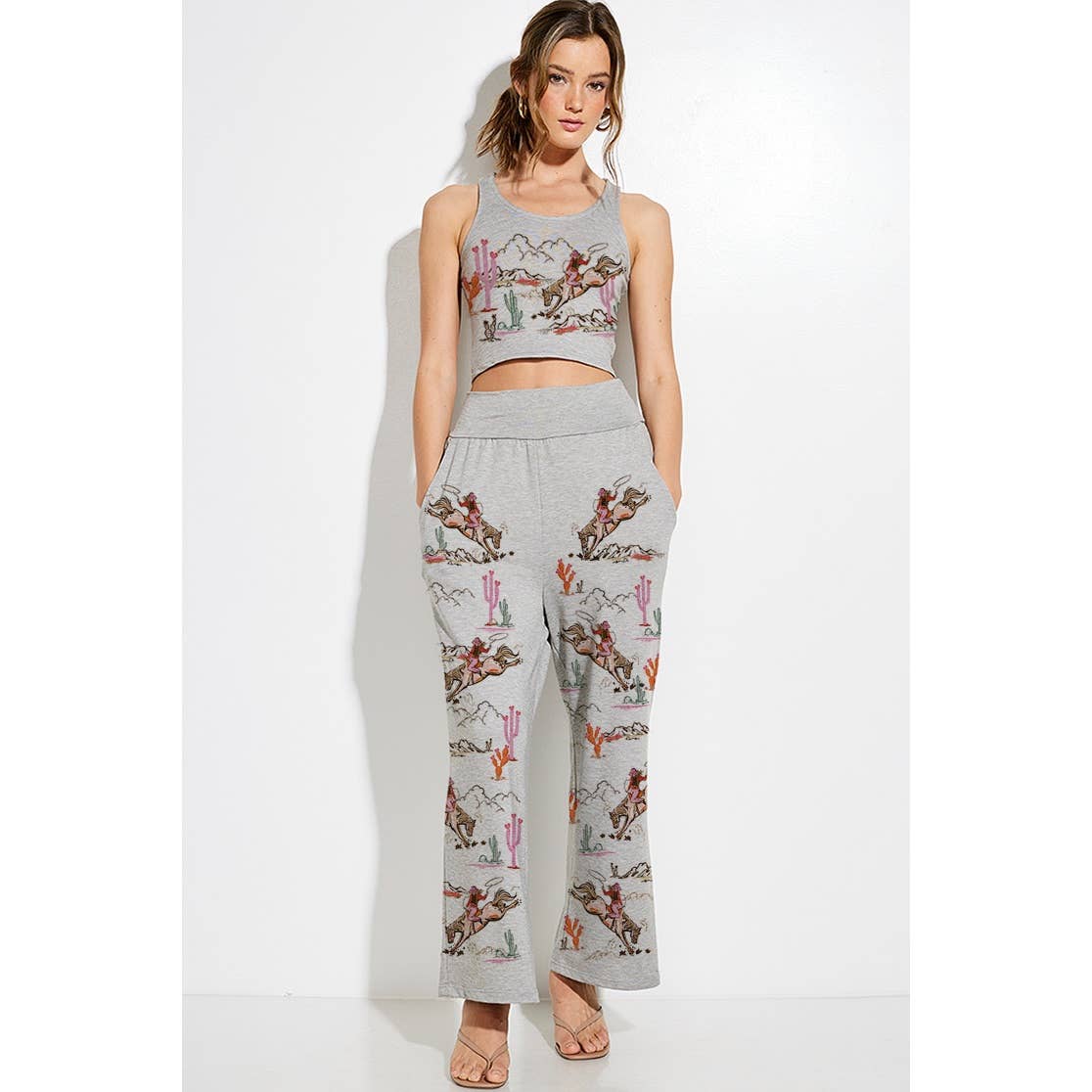 Phil Love – wholesale Mjukisset – Dam – Cowgirl kort linne och höga byxor set10