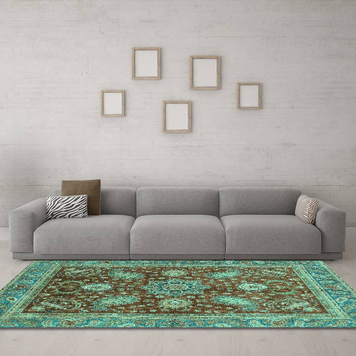 Machine Washable Abstract Turquoise Modern Area Rugs for wholesale by Ahgly