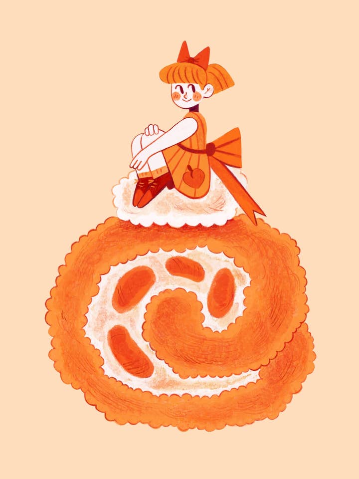 Peach Swiss Roll Medium Print for wholesale by beanpolice