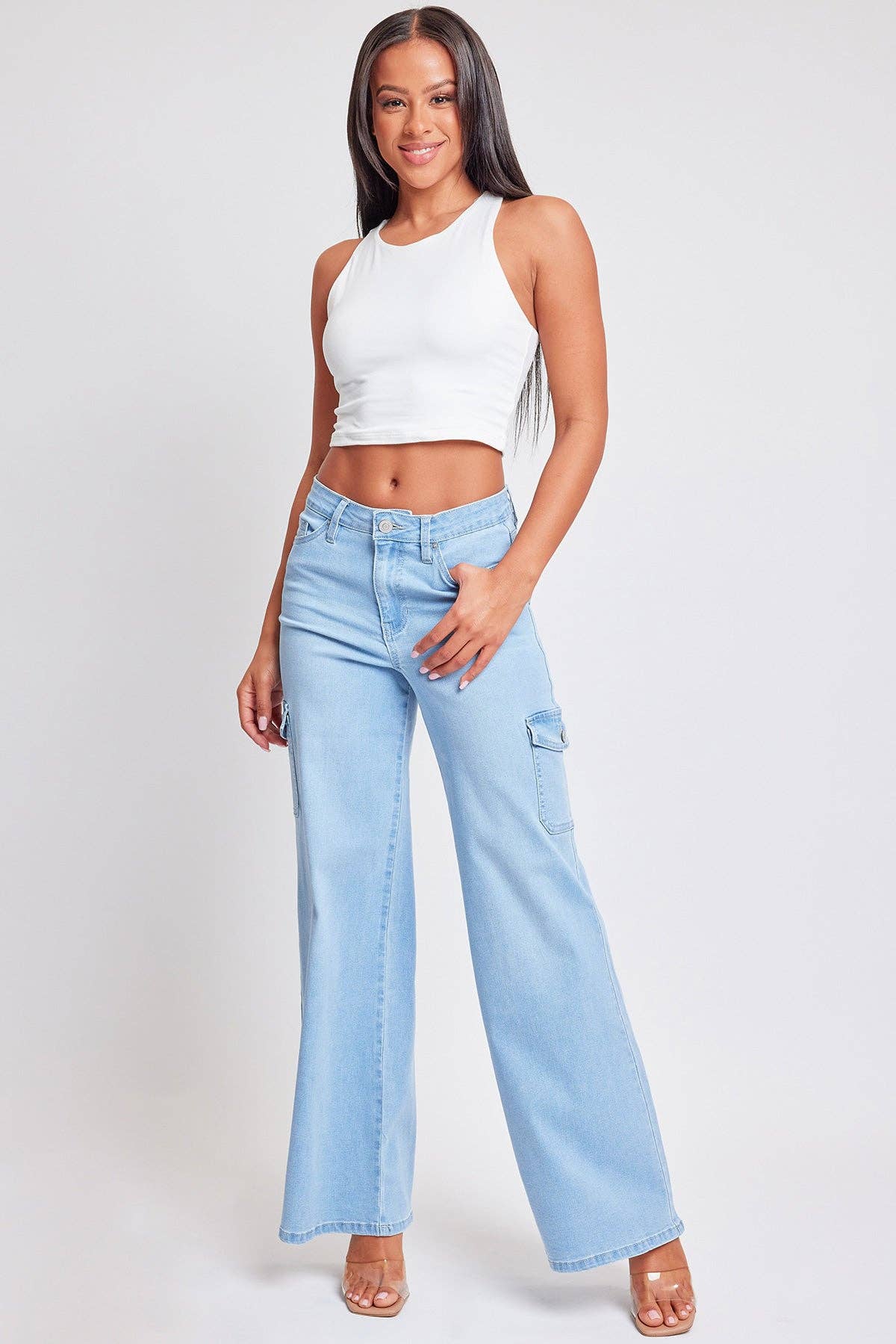 YMI – Großhandel Jeans – Damen – Junior Weit Geschnittene Skater Cargo Jeans-P653407