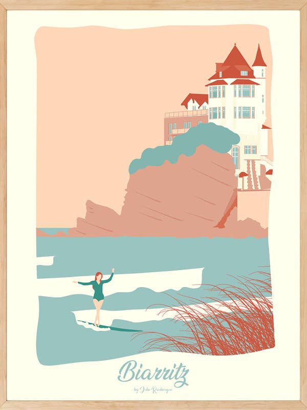 Affiche BIARRITZ, La Surfeuse pour la vente par Julie Roubergue