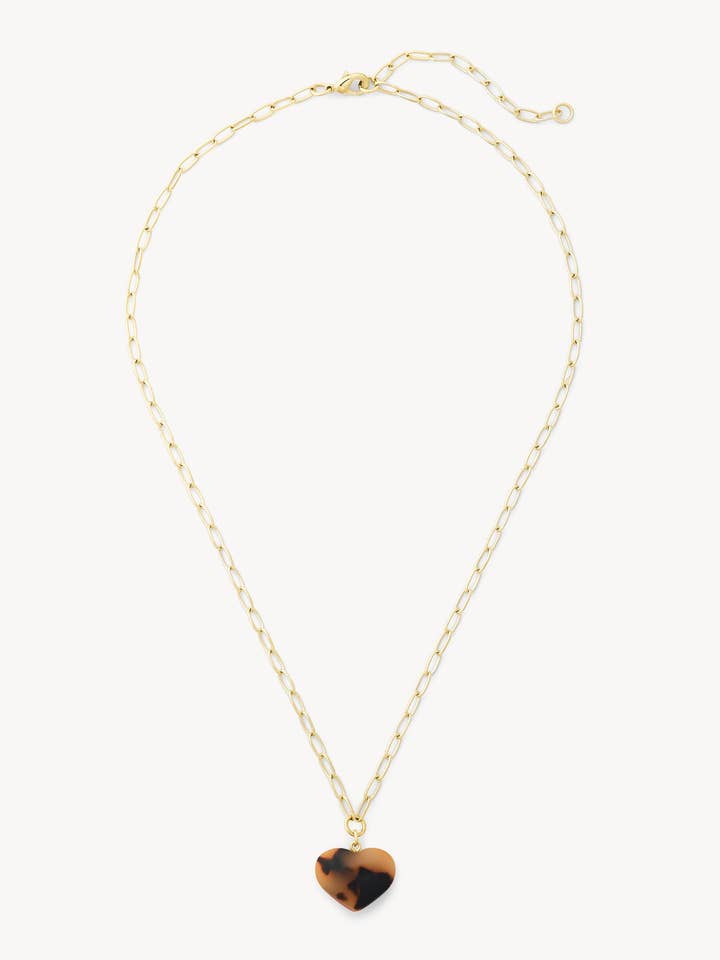 Mini Heart Pendant Necklace in Classic Tortoise for wholesale by MACHETE