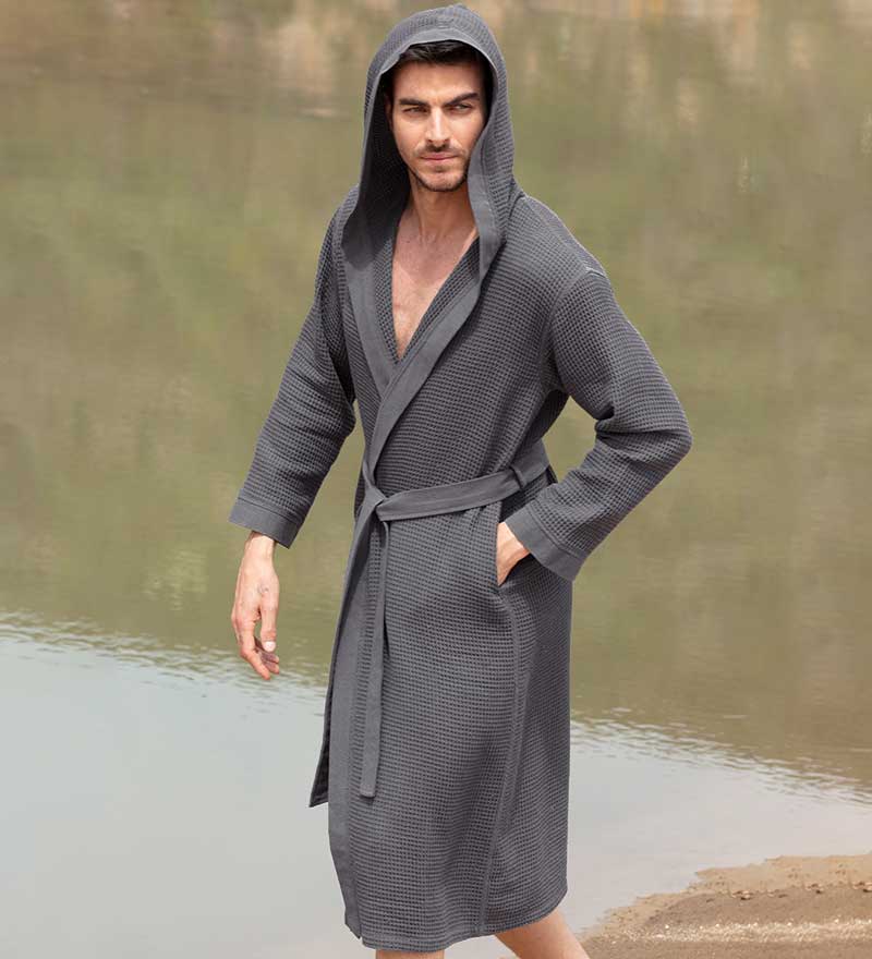SEYANTE - Wholesale Robe - Men's - Men's Hooded Turkish Cotton Waffle Robe18