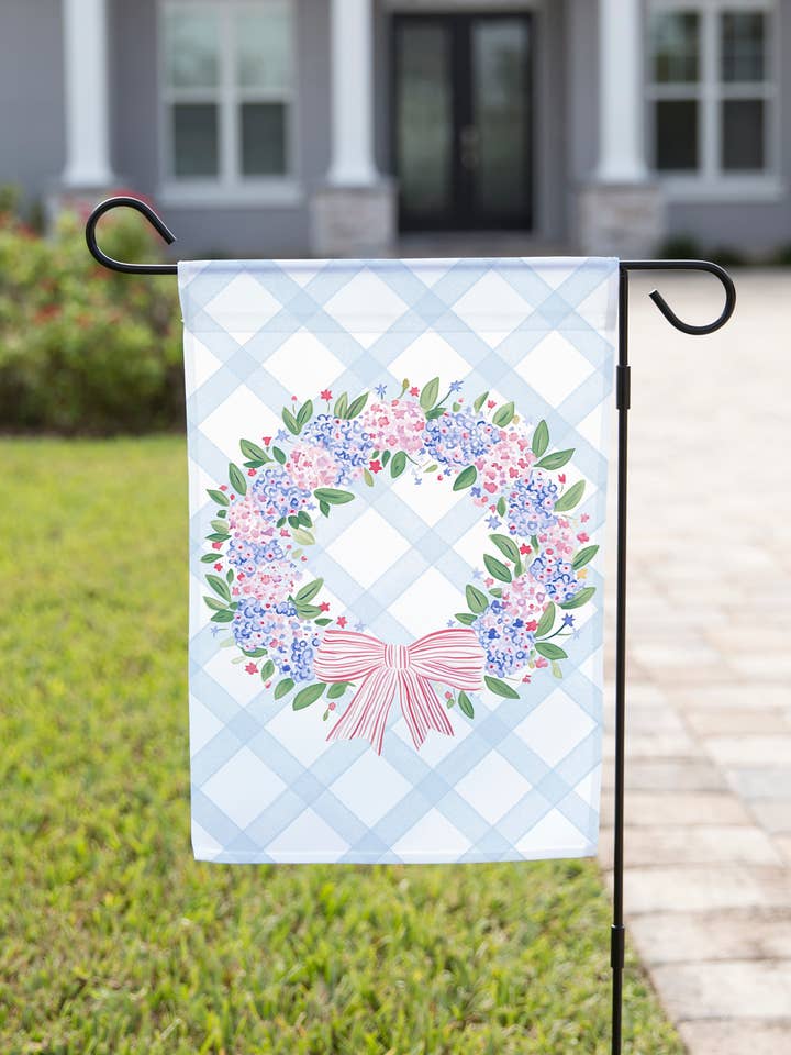 Patriotische Gartenflagge – Rot, Weiß & Blau Kranz für den Großhandel von The Navy Knot