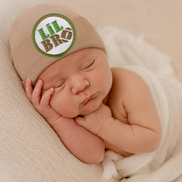 Tan Lil Bro Newborn Boy Hat for wholesale by www.ilybean.com