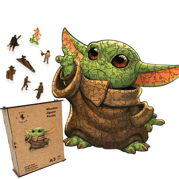 Puzzle in legno per adulti e bambini Baby Yoda L, 185 pezzi per la vendita all'ingrosso da parte di Max Woody™